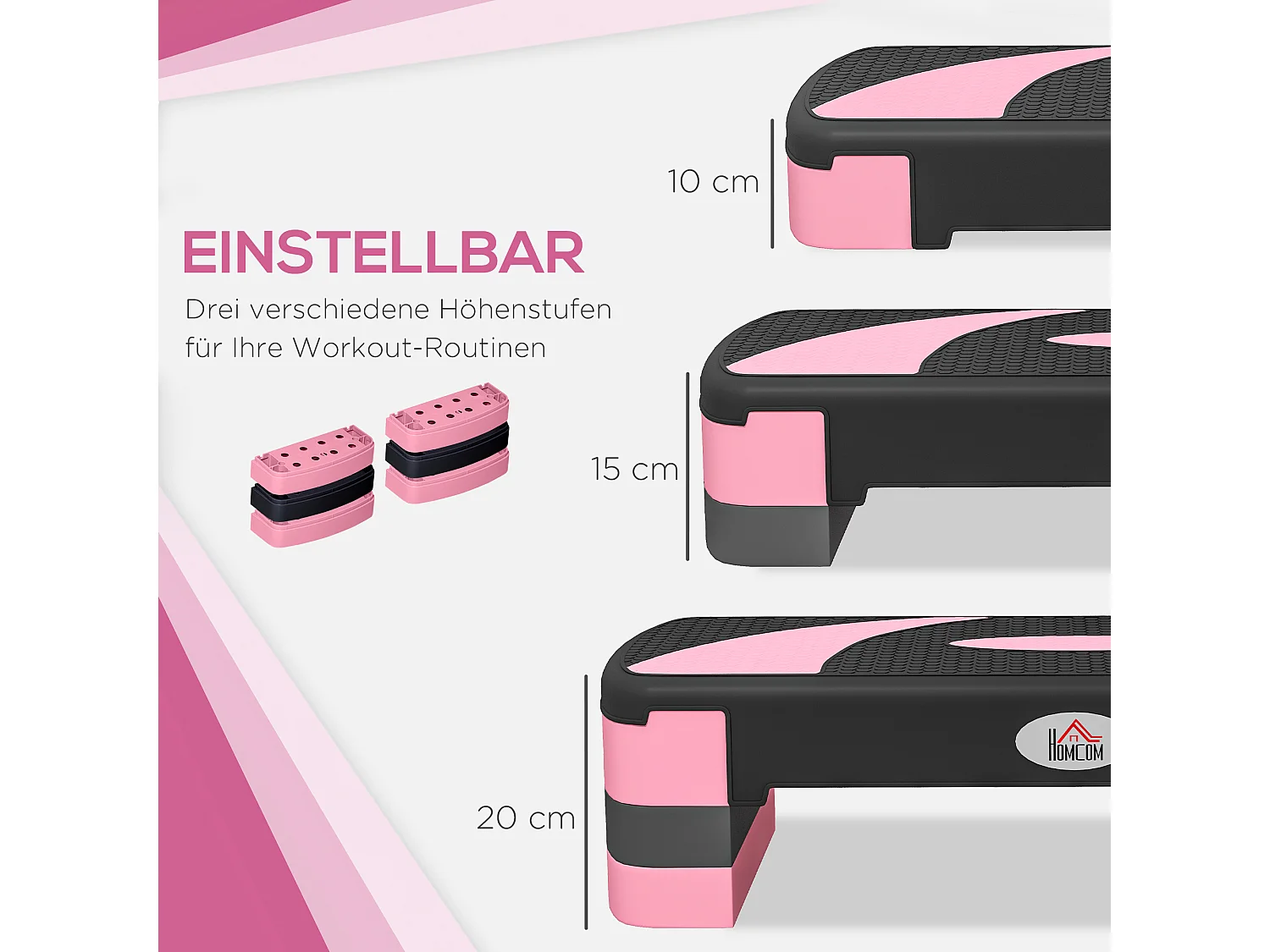 Stepper Aerobic réglable, en plastique, pour fitness et entraînement à domicile, noir (80x31x20 cm)