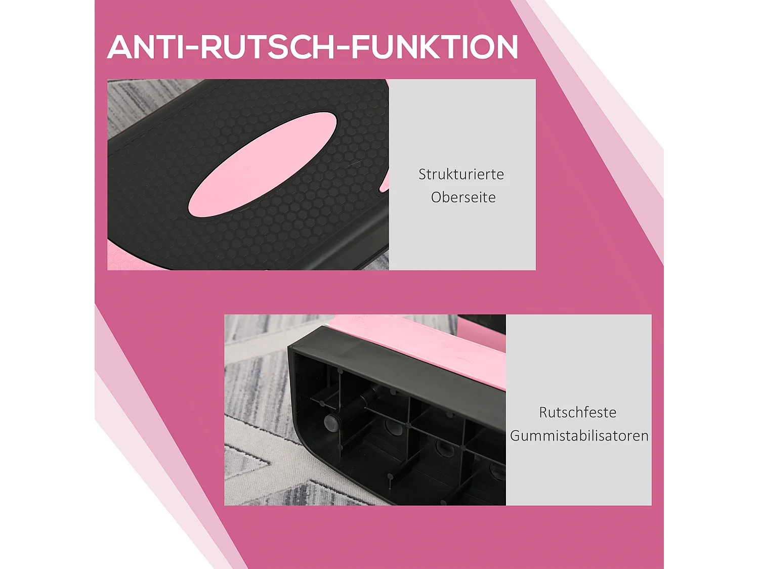 Stepper Aerobic réglable, en plastique, pour fitness et entraînement à domicile, noir (80x31x20 cm)