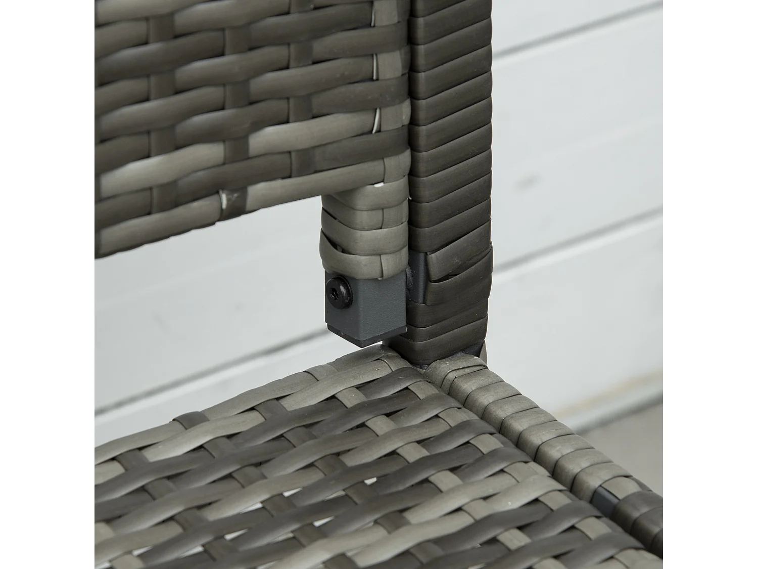 Banco de jardín de 2 plazas en resina de mimbre, estructura de acero, gris, resistente a la intemperie (122 x 60 x 85 cm)