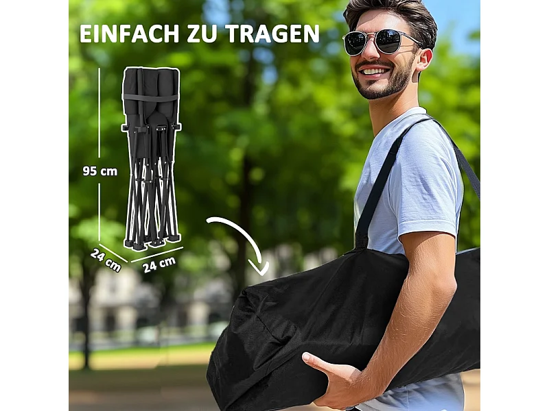 Silla plegable doble con bolsillos refrigerados, poliéster, color negro, para camping y jardín (145x60x92cm)