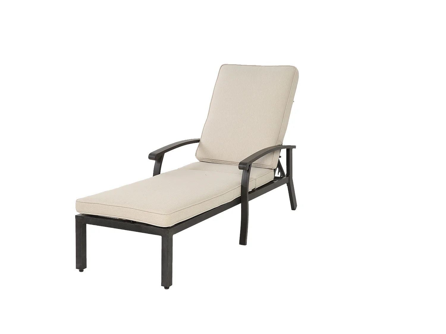 Sillón de patio ajustable con cojín de algodón, aluminio resistente a la corrosión, beige (204 x 58 x 100/30 cm)