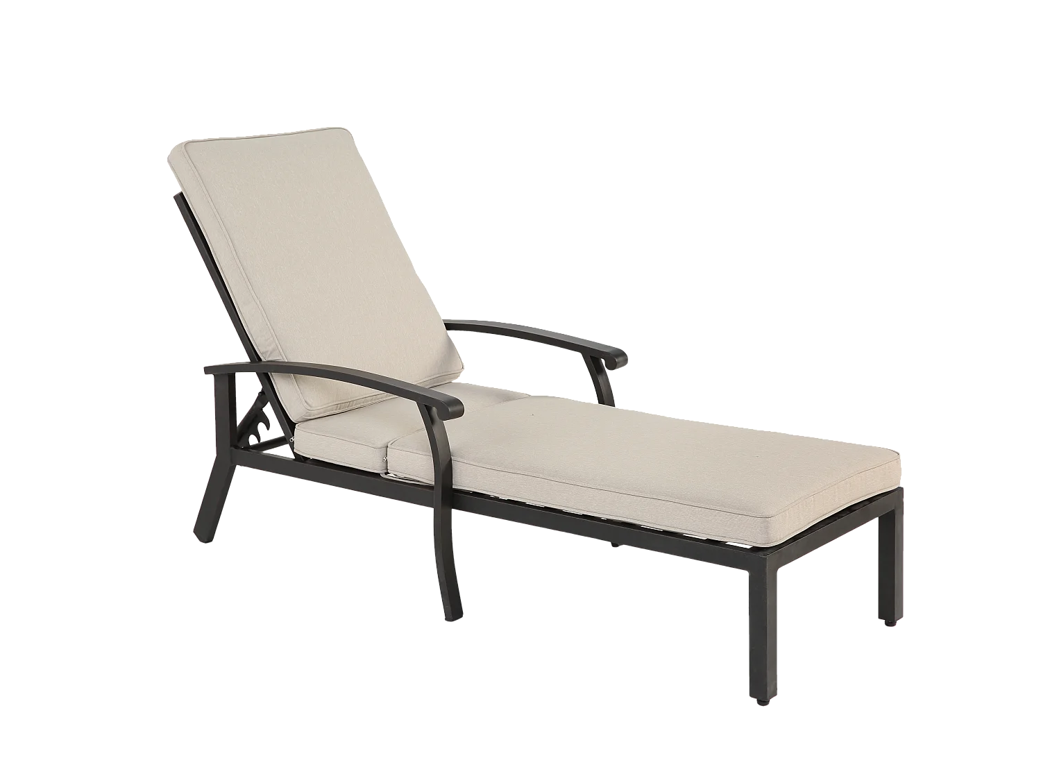 Sillón de patio ajustable con cojín de algodón, aluminio resistente a la corrosión, beige (204 x 58 x 100/30 cm)