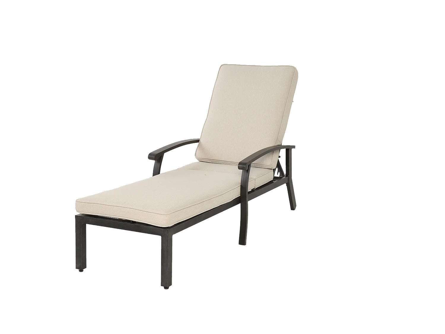 Sillón de patio ajustable con cojín de algodón, aluminio resistente a la corrosión, beige (204 x 58 x 100/30 cm)