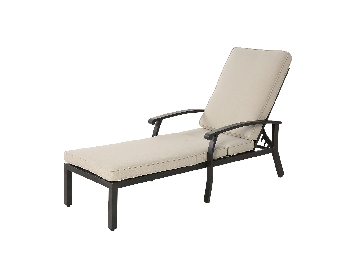 Sillón de patio ajustable con cojín de algodón, aluminio resistente a la corrosión, beige (204 x 58 x 100/30 cm)