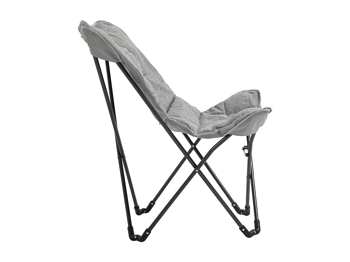 Chaise pliante de camping avec accoudoirs, légère et portable, acier, gris clair (88x74x84cm)