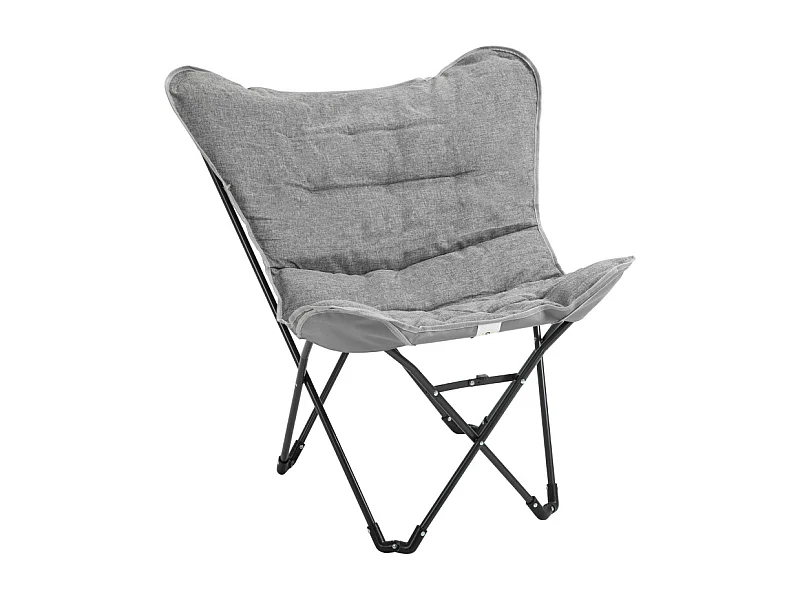 Chaise pliante de camping avec accoudoirs, légère et portable, acier, gris clair (88x74x84cm)