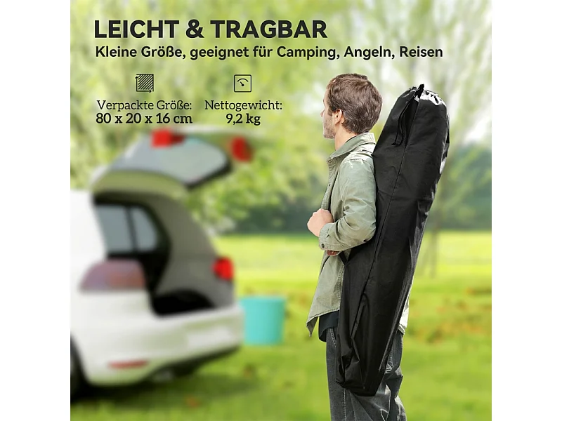 Cama plegable de camping, grande y robusta, de tela Oxford, color negro, con bolsa de transporte (200x100x36cm)