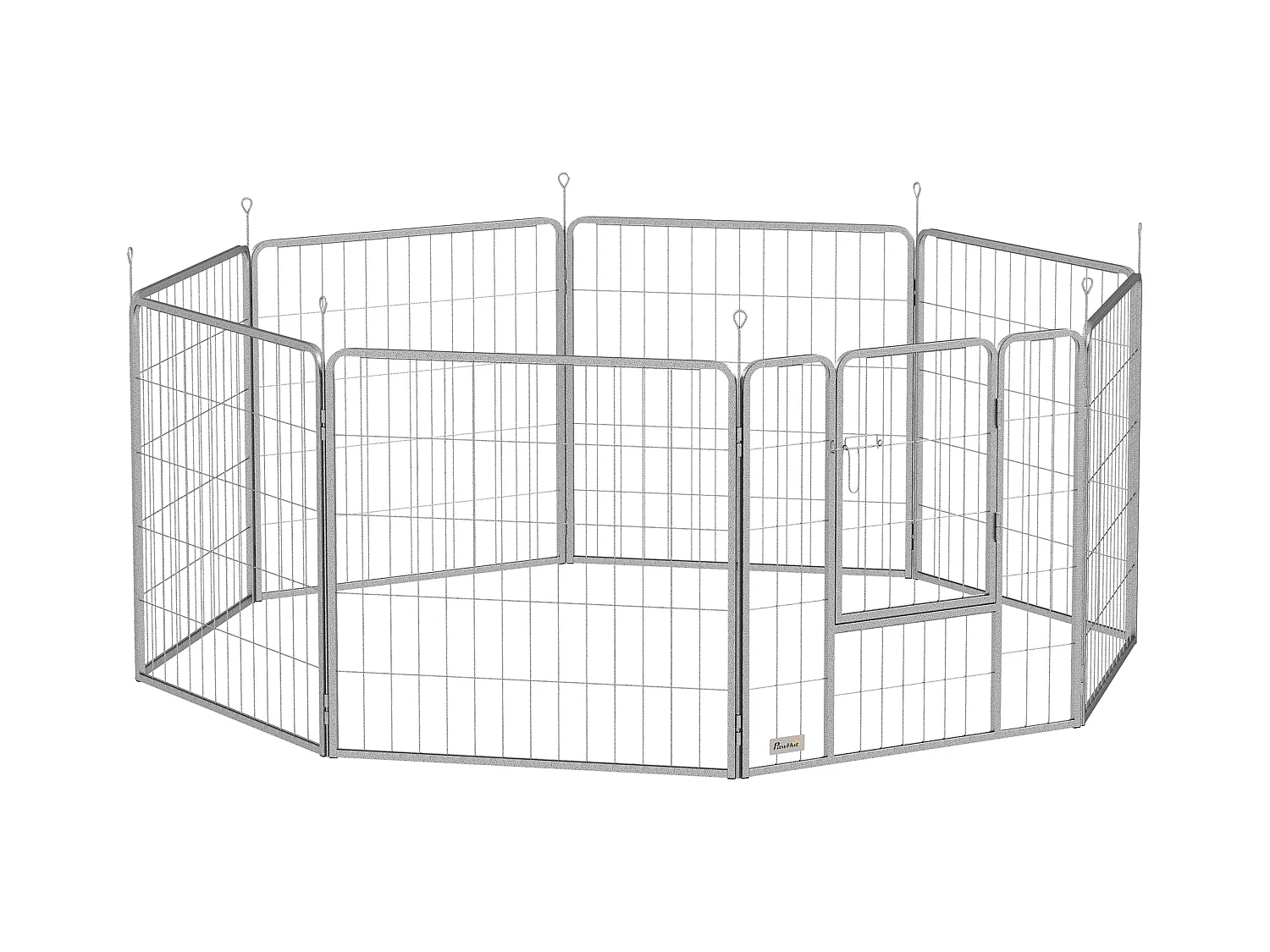 Enclos pour chiots et petits animaux, 8 panneaux modulables, acier, argenté (240x80x80 cm)