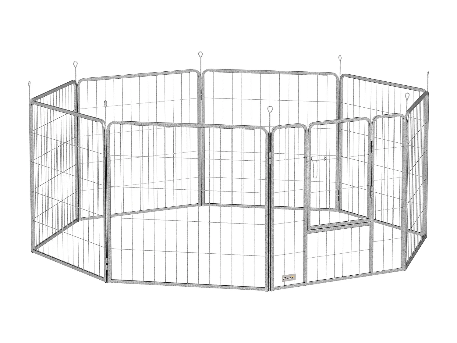 Enclos pour chiots et petits animaux, 8 panneaux modulables, acier, argenté (240x80x80 cm)