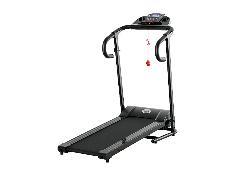 Opvouwbare gemotoriseerde loopband, 500W, LCD en telefoonhouder, zwart (123x62x117 cm)