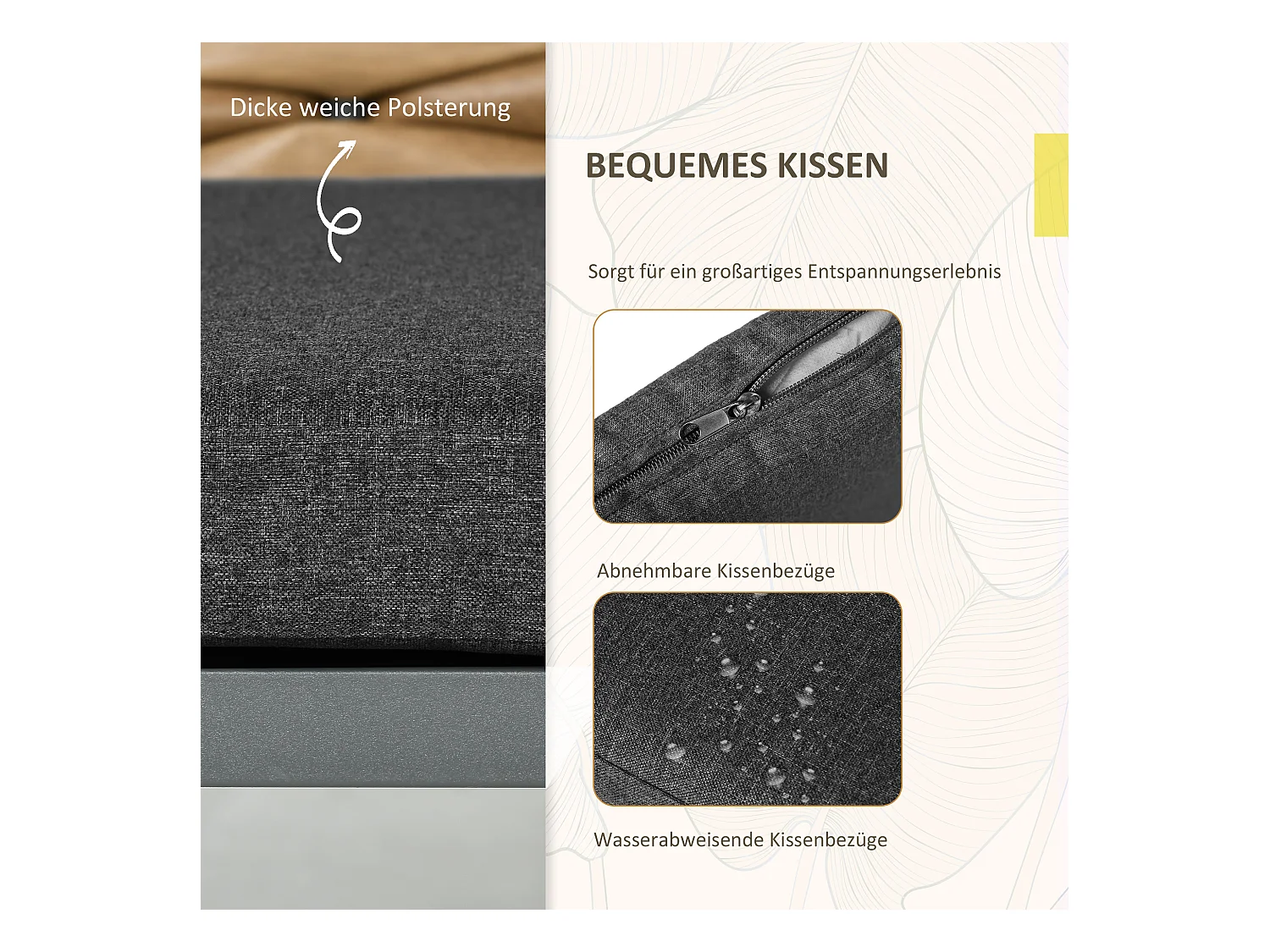 Chaise de jardin empilable, design moderne, acier et PE rotin, noir (57x58x87cm)