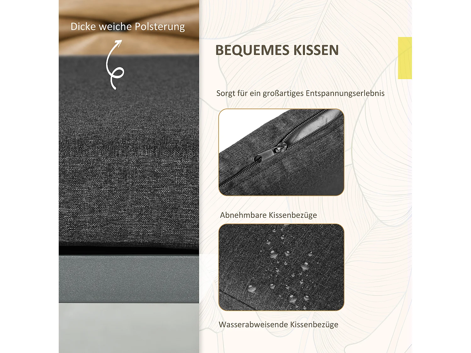 Chaise de jardin empilable, design moderne, acier et PE rotin, noir (57x58x87cm)