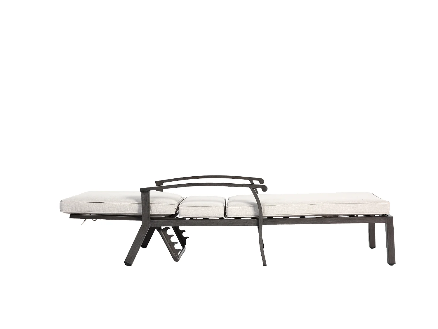 Chaise longue réglable pour patio, résistante à la rouille, aluminium, avec coussin en coton imperméable, beige (204x58x100/30 cm)