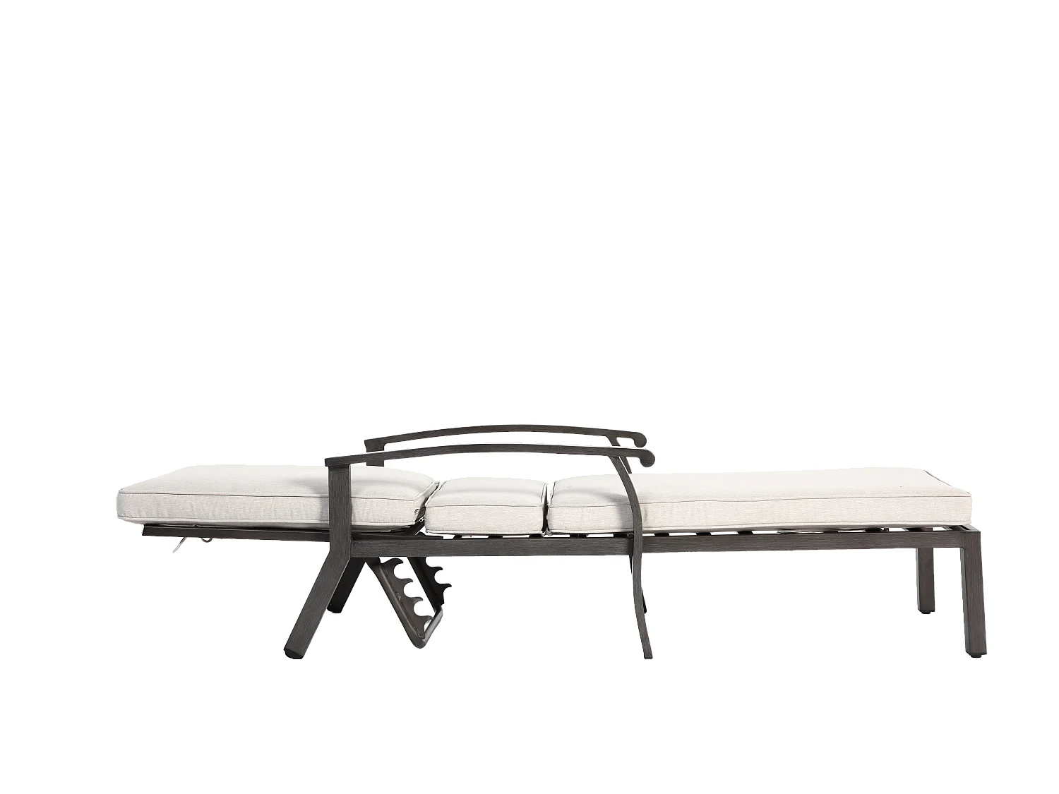 Chaise longue réglable pour patio, résistante à la rouille, aluminium, avec coussin en coton imperméable, beige (204x58x100/30 cm)