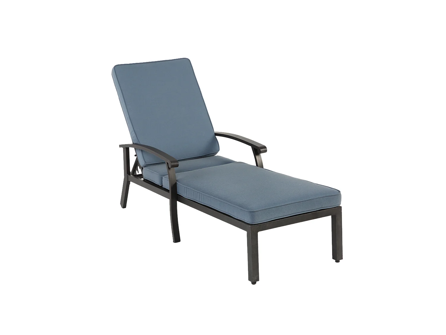 Chaise longue réglable en aluminium résistant à la rouille, avec coussin en coton imperméable bleu (204x58x100 cm)