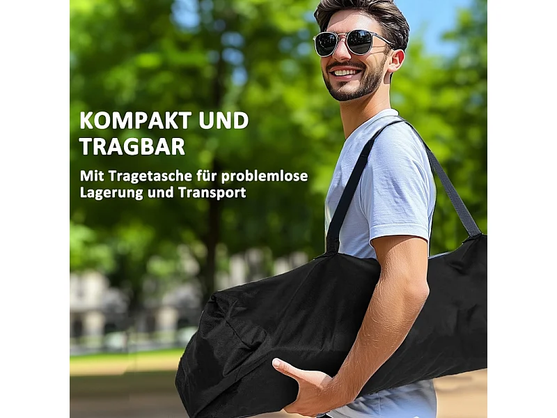 Sedia da campeggio pieghevole con braccioli, poggiatesta e portabicchieri, metallo e tessuto Oxford, nero (94x62x100cm)