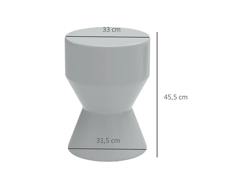 Taburete de jardín de cerámica, diseño de reloj de arena, resistente a la intemperie, gris claro (33x33x45,5 cm)