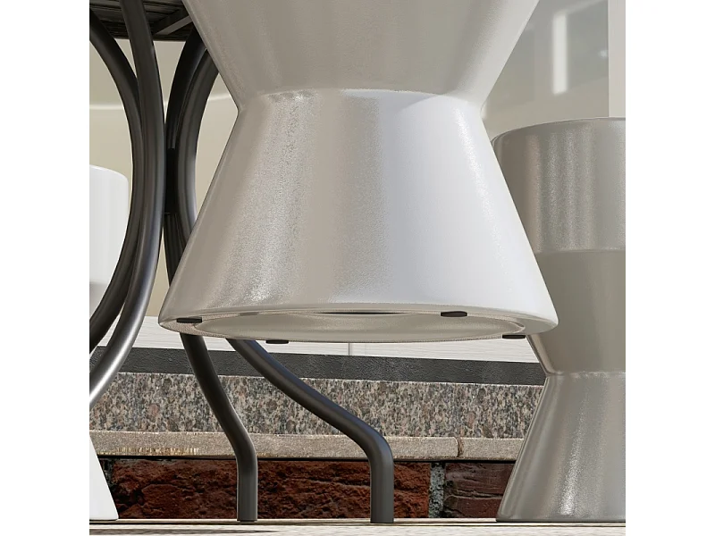 Taburete de jardín de cerámica, diseño de reloj de arena, resistente a la intemperie, gris claro (33x33x45,5 cm)