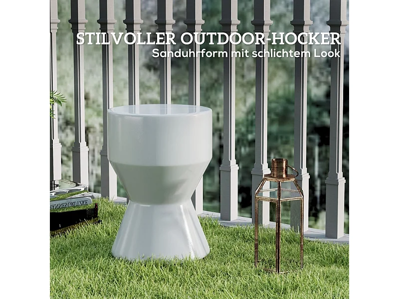 Keramische tuinkruk, zandlopermodel, weerbestendig, lichtgrijs (33x33x45,5 cm)