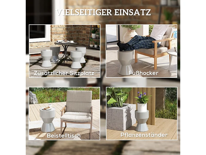 Keramische tuinkruk, zandlopermodel, weerbestendig, lichtgrijs (33x33x45,5 cm)