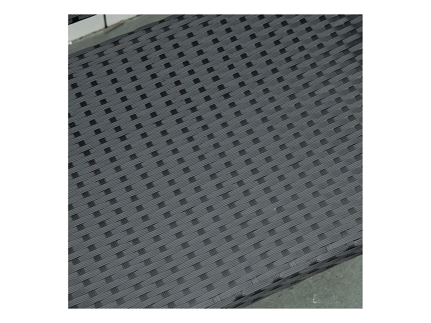 Banc de jardin 2 places en polyrotin, structure en acier, noir (122x60x87cm)