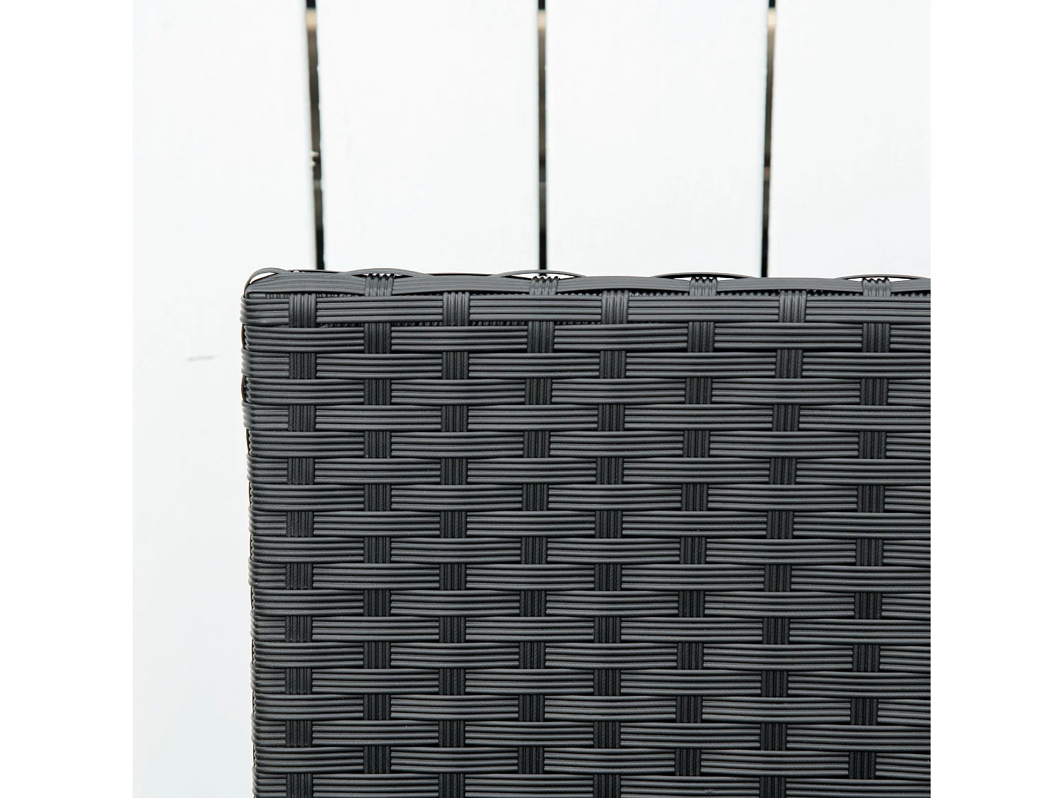 Banc de jardin 2 places en polyrotin, structure en acier, noir (122x60x87cm)