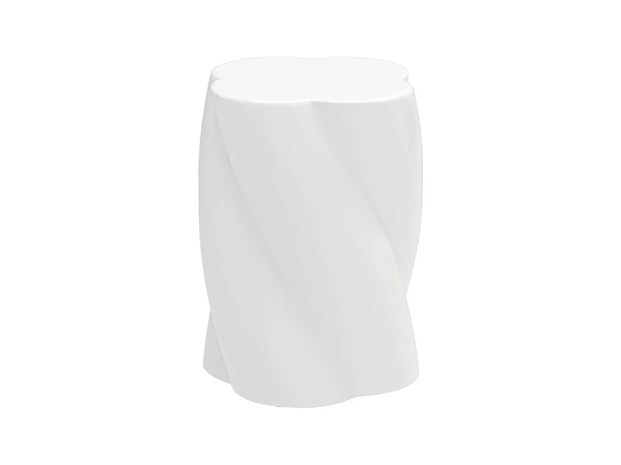 Tabouret de jardin en céramique, design spirale résistant aux intempéries, blanc, avec intempéries, blanc, avec couvercle (33x33x45cm)