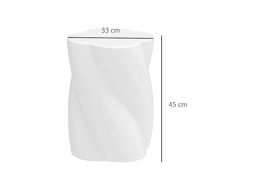 Tabouret de jardin en céramique, design spirale résistant aux intempéries, blanc, avec intempéries, blanc, avec couvercle (33x33x45cm)
