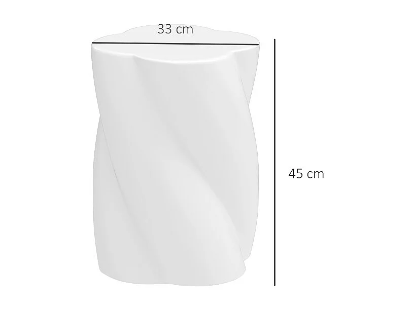 Tabouret de jardin en céramique, design spirale résistant aux intempéries, blanc, avec intempéries, blanc, avec couvercle (33x33x45cm)