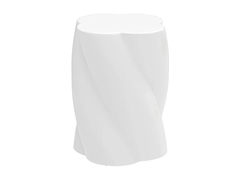 Tabouret de jardin en céramique, design spirale résistant aux intempéries, blanc, avec intempéries, blanc, avec couvercle (33x33x45cm)