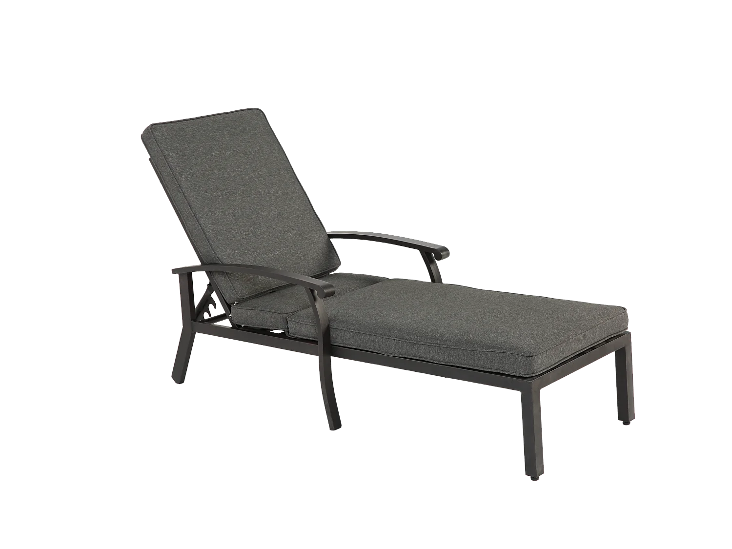 Chaise longue de patio réglable avec coussin en coton, aluminium résistant à la rouille, gris (204x58x100/30 cm)