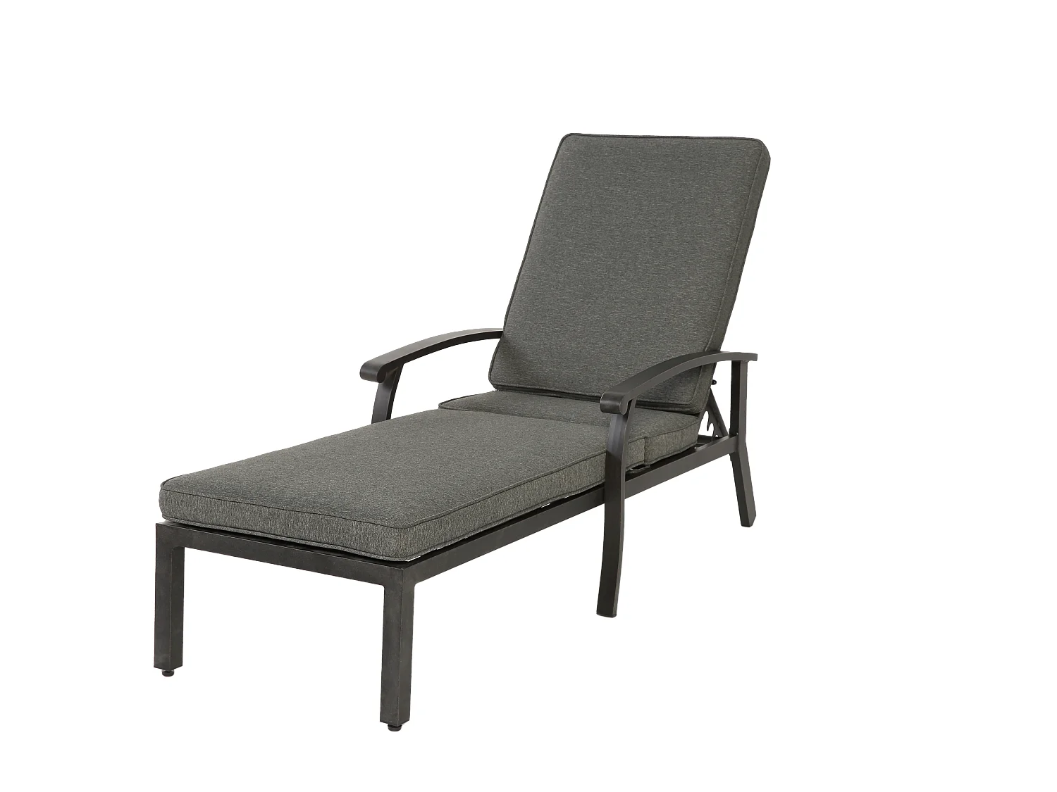 Chaise longue de patio réglable avec coussin en coton, aluminium résistant à la rouille, gris (204x58x100/30 cm)