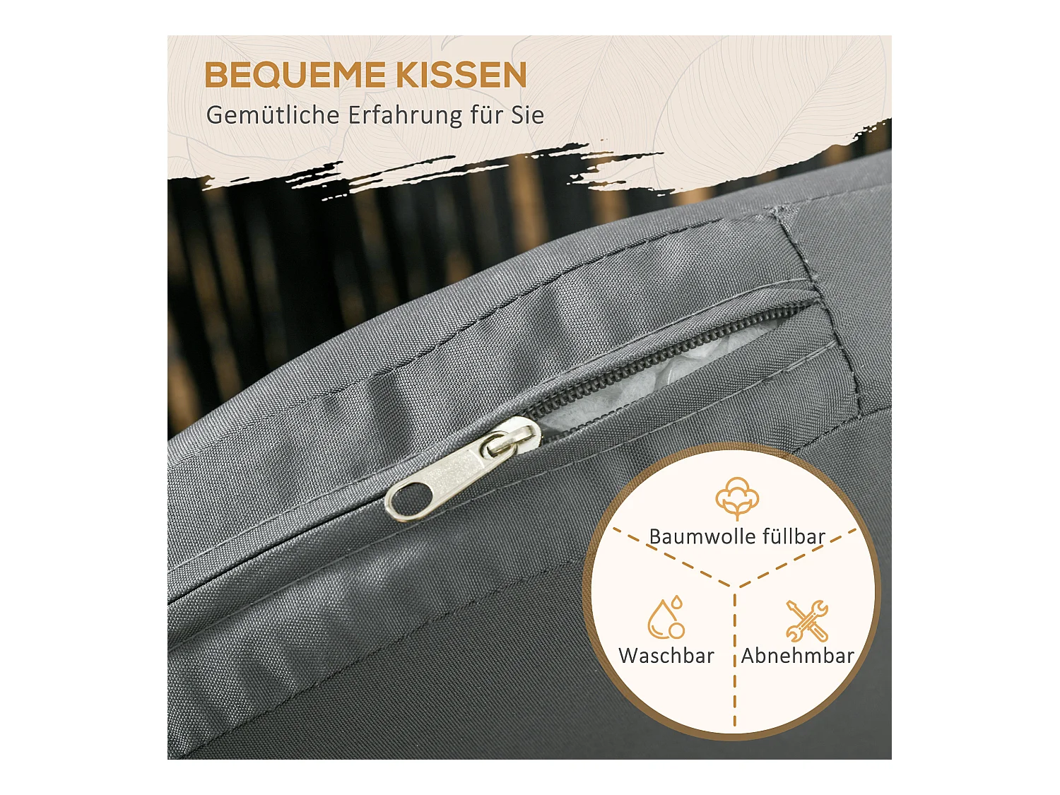 sillas de jardín con cojines, diseño bohemio, acero, negro (57x60x71cm)