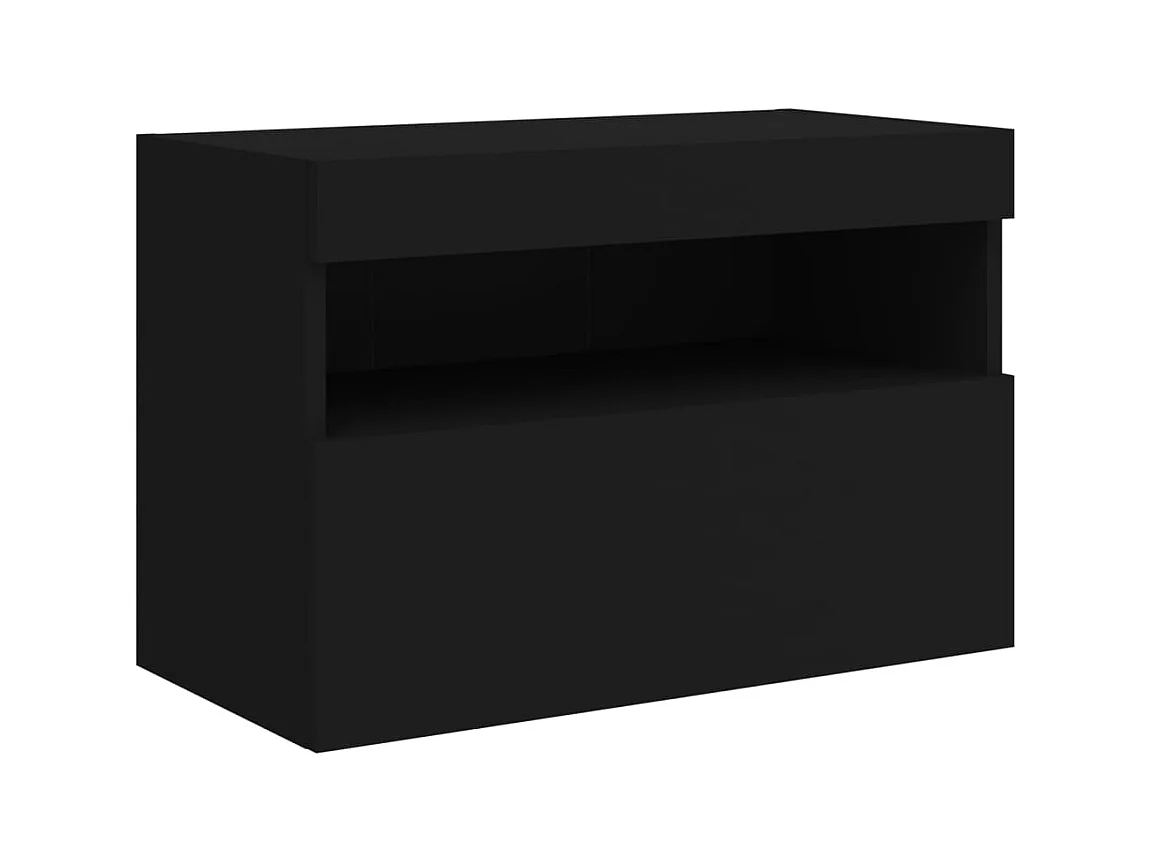 Wandmontierter TV-Schrank mit LED-Beleuchtung schwarz 60x30x40 cm