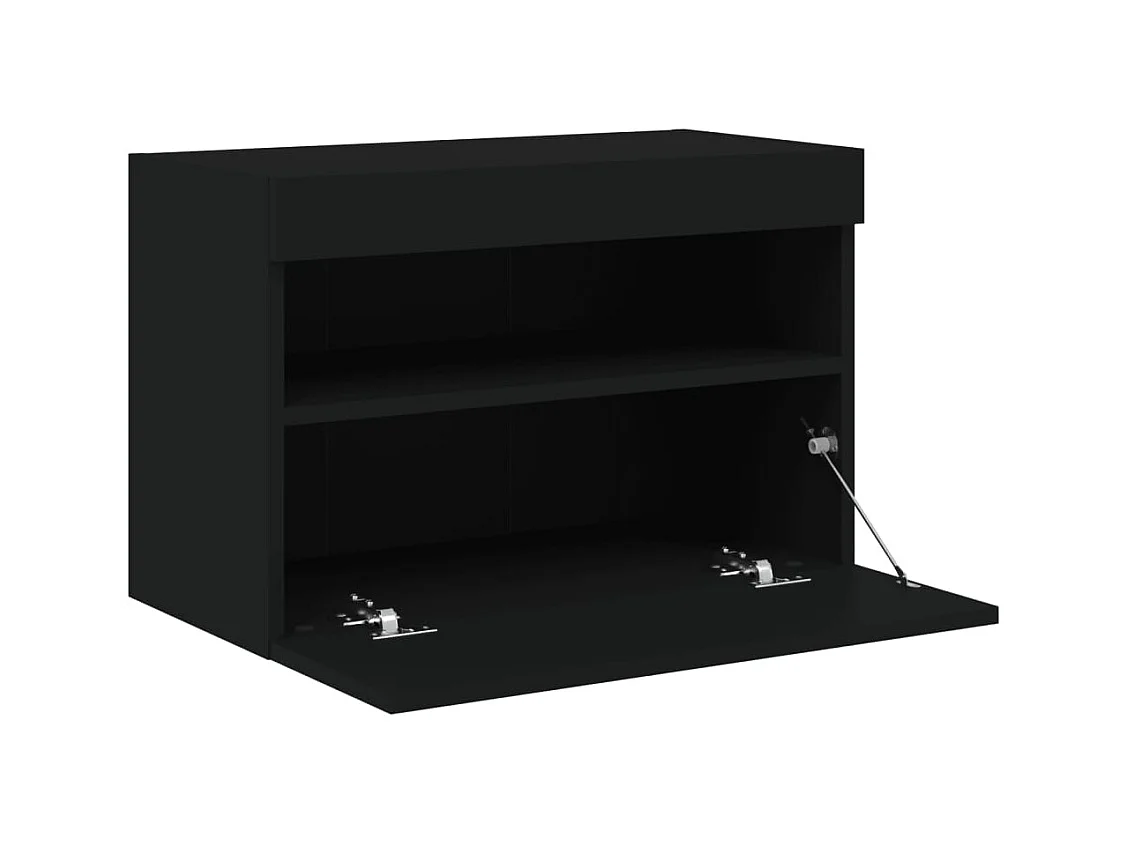 Wandmontierter TV-Schrank mit LED-Beleuchtung schwarz 60x30x40 cm