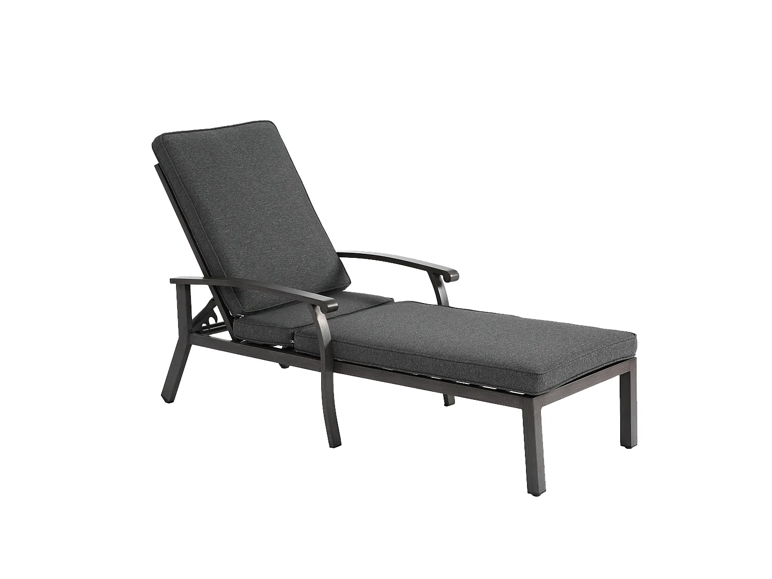 Sillón de patio ajustable, resistente a la corrosión, de aluminio, con cojín de algodón impermeable, gris (204 x 58 x 100/30 cm)