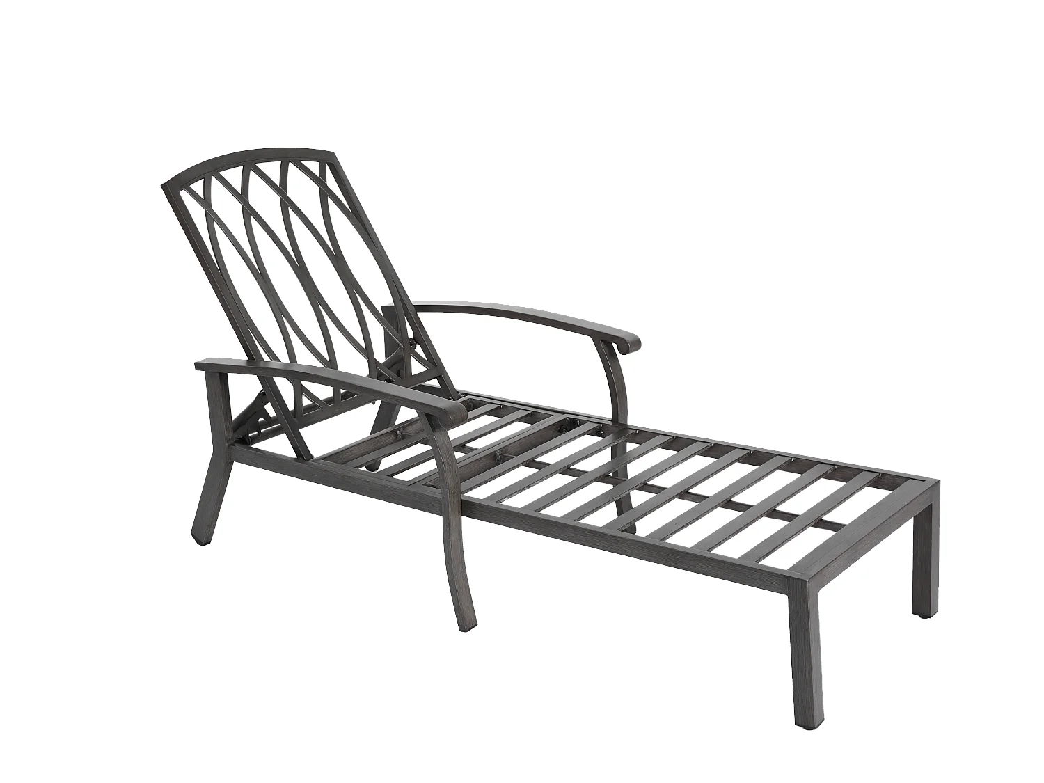 Sillón de patio ajustable, resistente a la corrosión, de aluminio, con cojín de algodón impermeable, gris (204 x 58 x 100/30 cm)