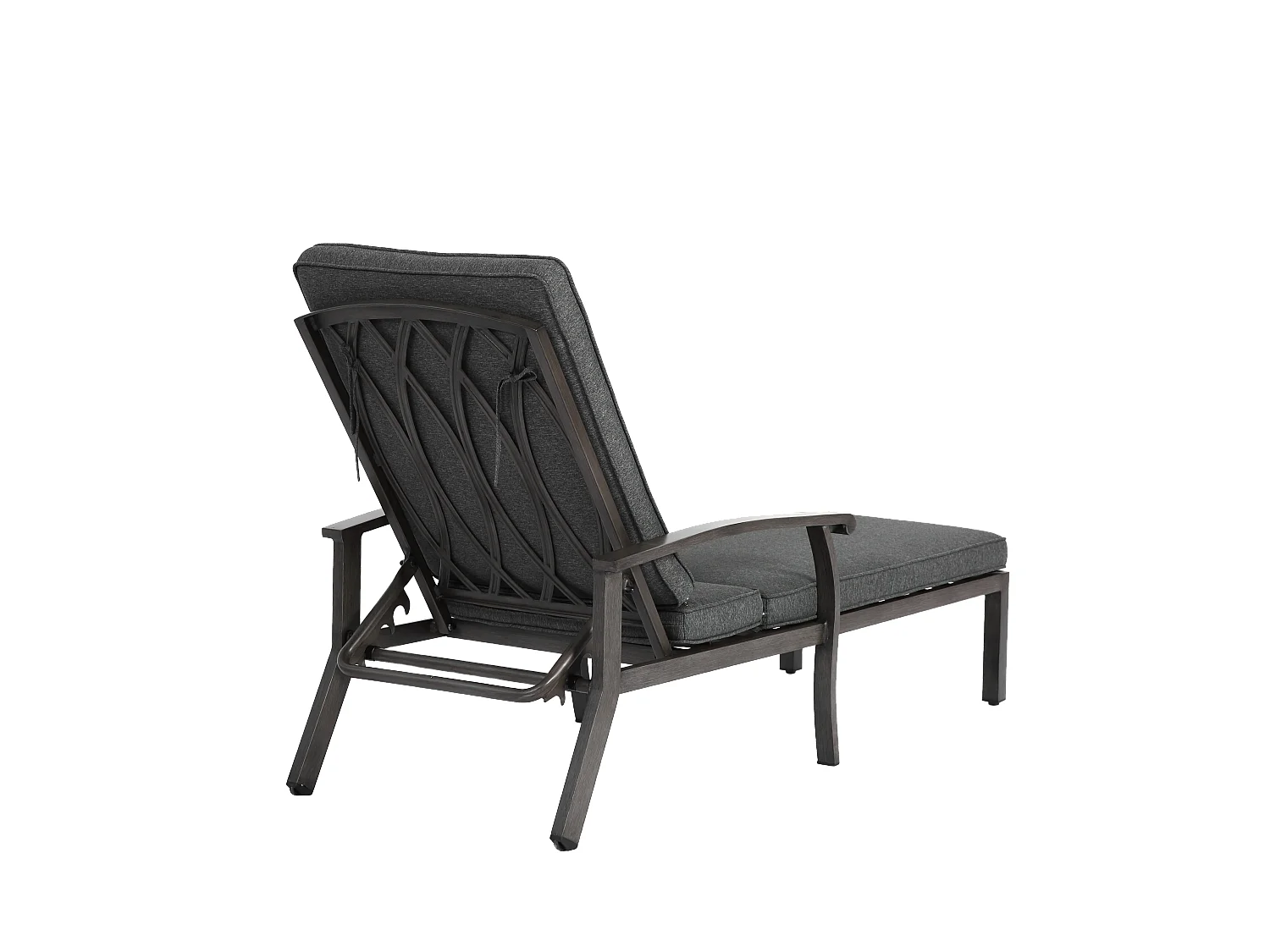 Chaise longue réglable pour patio, résistante à la rouille, aluminium, avec coussin en coton imperméable, gris (204x58x100/30 cm)