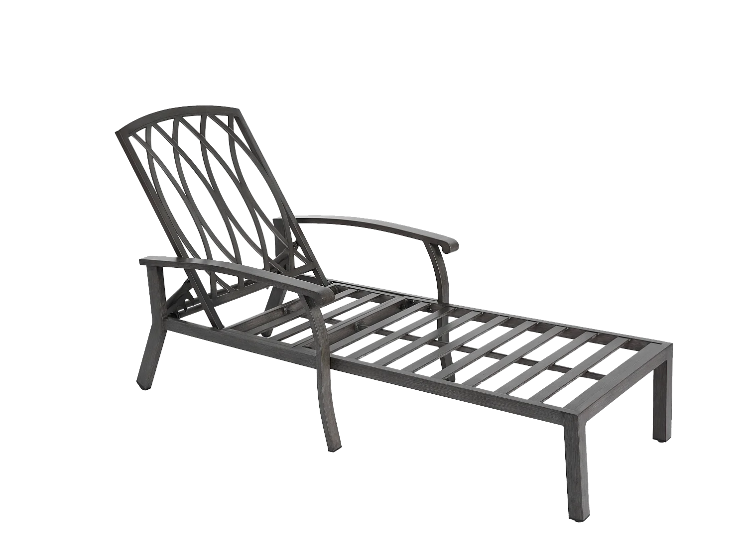 Chaise longue réglable pour patio, résistante à la rouille, aluminium, avec coussin en coton imperméable, gris (204x58x100/30 cm)