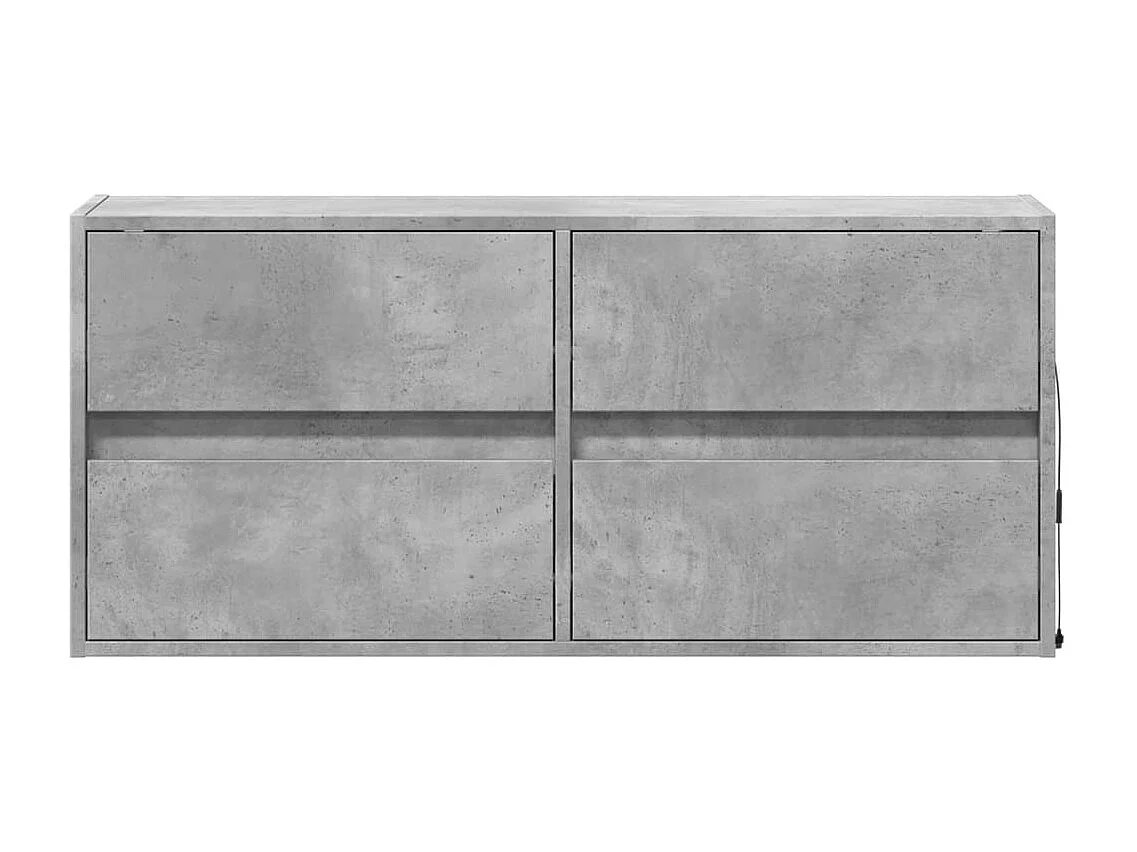 Mobile porta TV a parete con luci LED, grigio cemento, 100x31x45 cm