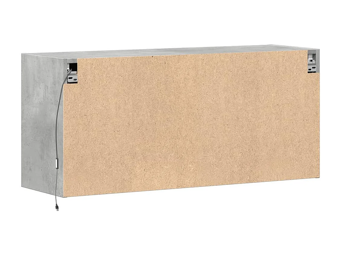 Mobile porta TV a parete con luci LED, grigio cemento, 100x31x45 cm