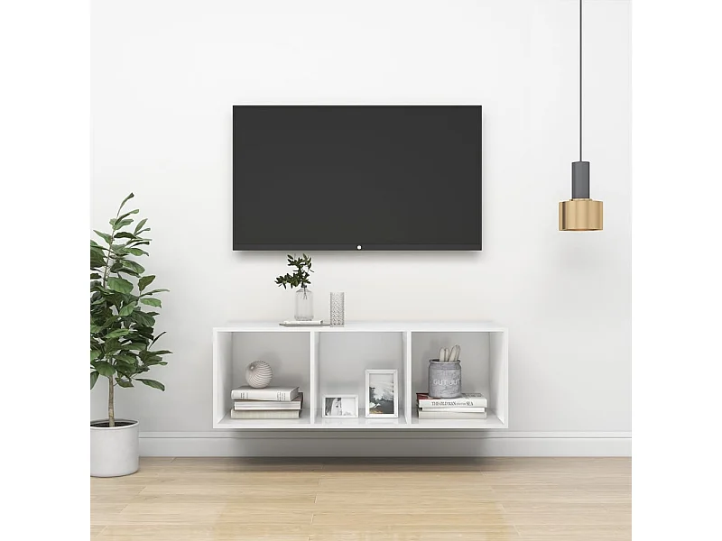 Mobile TV da parete bianco 37x37x107 cm Legno ingegnerizzato