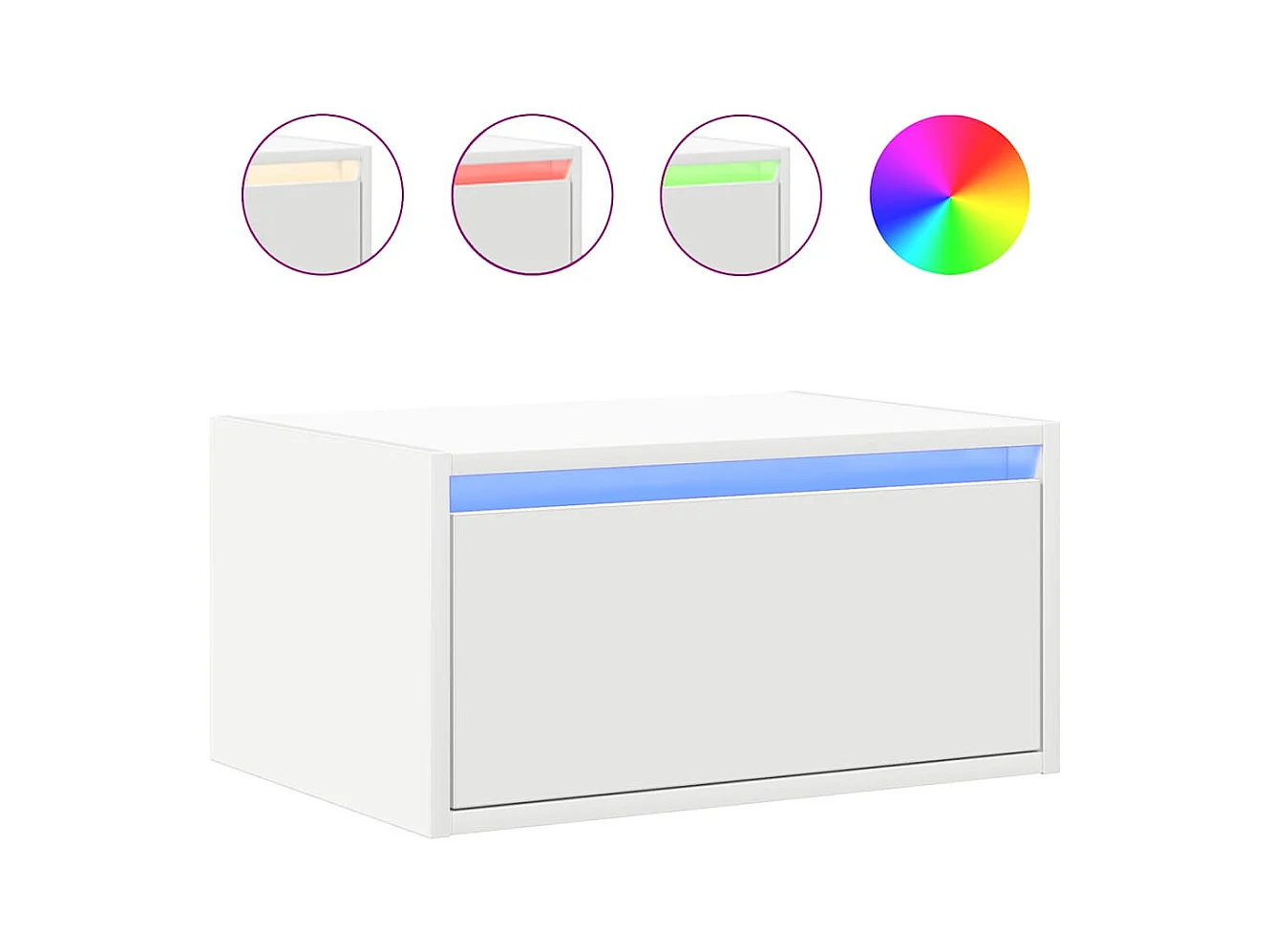 Table de chevet murale avec lumières LED blanc