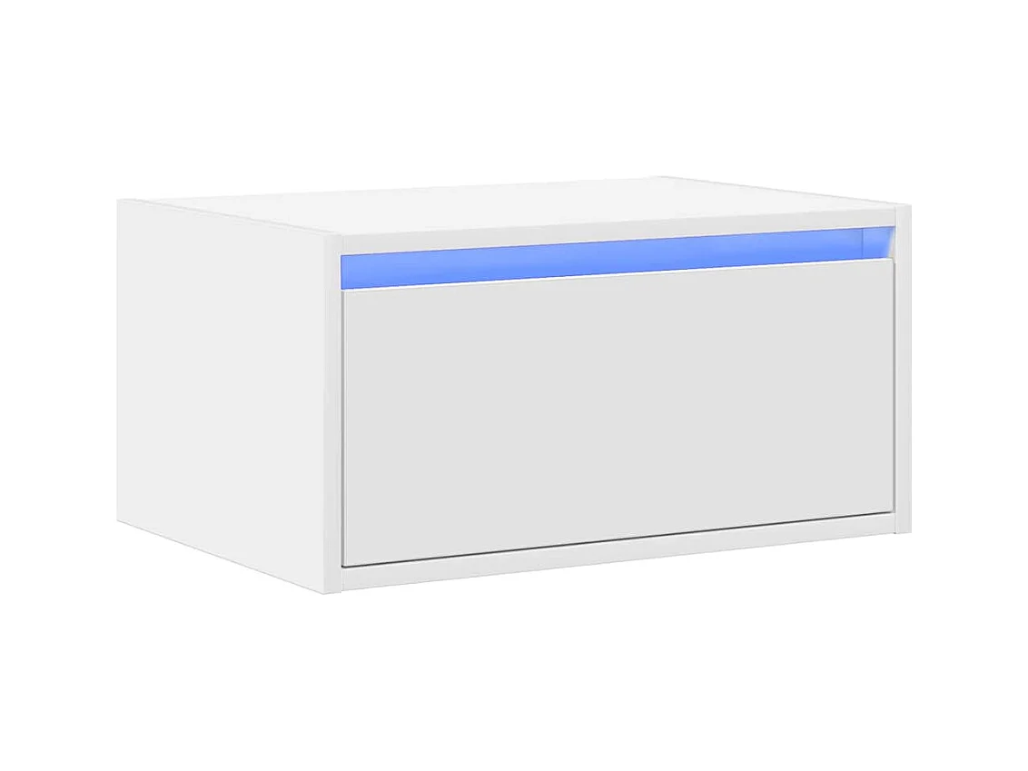 Table de chevet murale avec lumières LED blanc