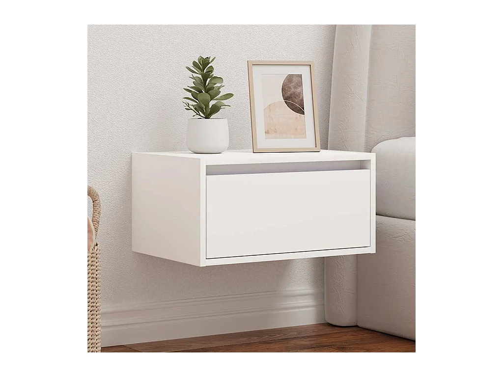 Table de chevet murale avec lumières LED blanc