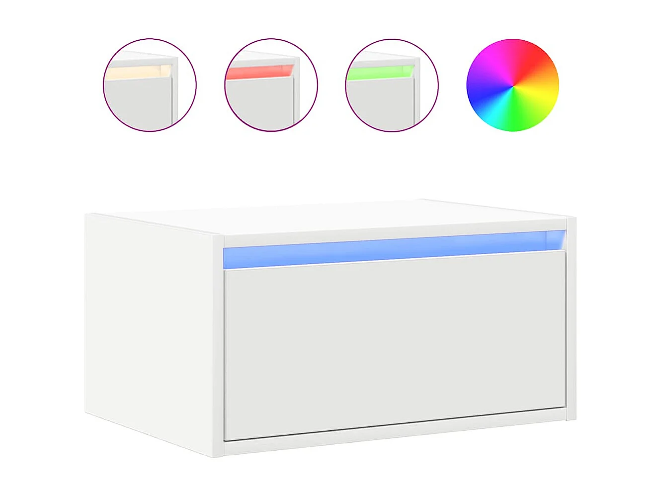 Comodino da parete con luci LED bianche