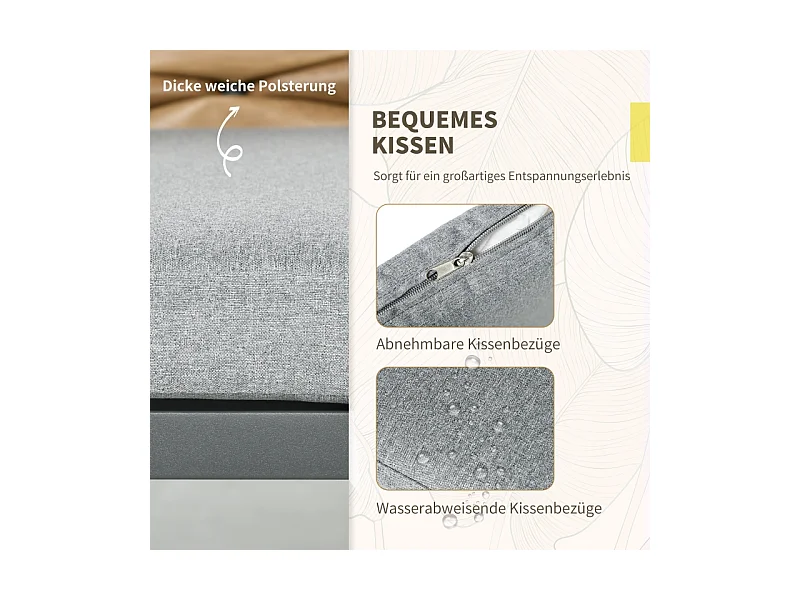 Conjunto de 2 sillas de jardín apilables de ratán con cojines, acero, gris (57x58x87 cm)