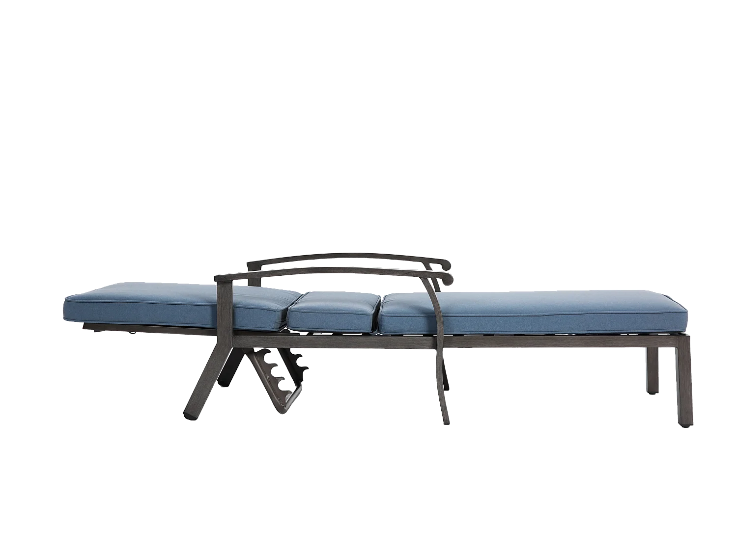 Sedia da giardino regolabile, resistente alla ruggine, in alluminio con cuscino in cotone impermeabile, blu (204x58x100/30 cm)