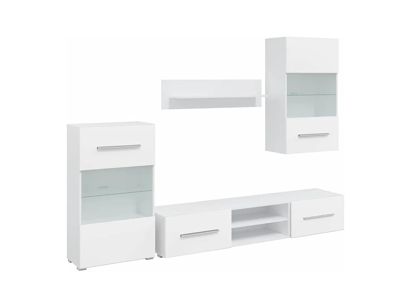 5-delige wandkast met ledverlichting, wit