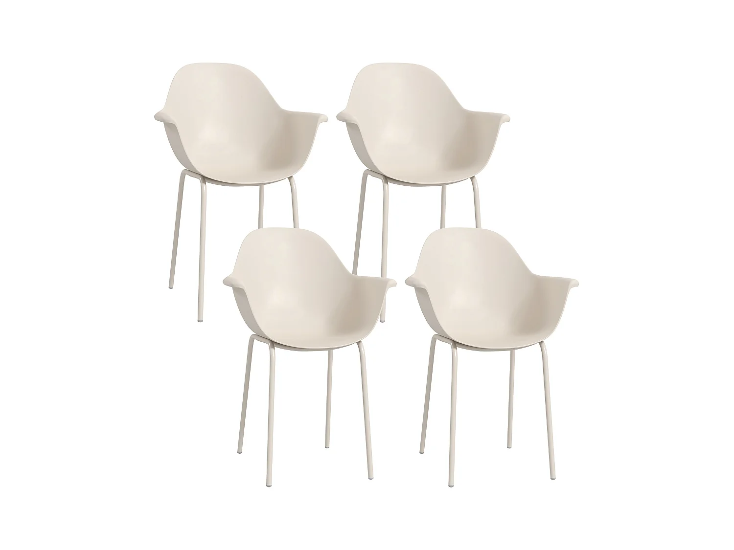 Set de 4 chaises de jardin empilables avec accoudoirs et dossier, acier, gris (59x55x84 cm)